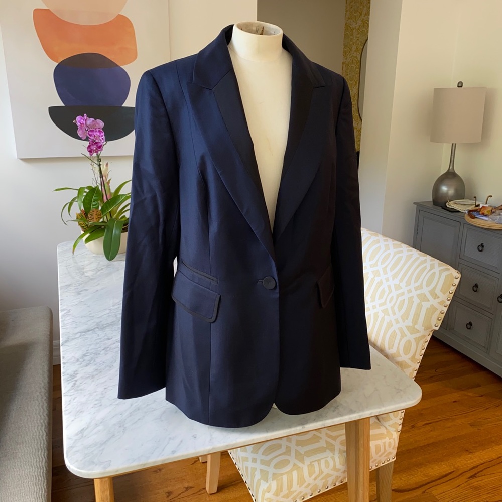 Dana Buchman Navy Blazer with Black Lapel